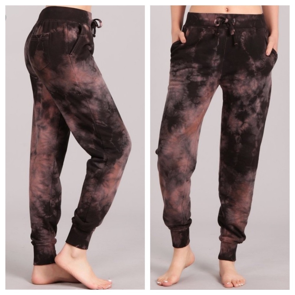 LAST pair! Guava & Black Cozy Tie Dye Joggers